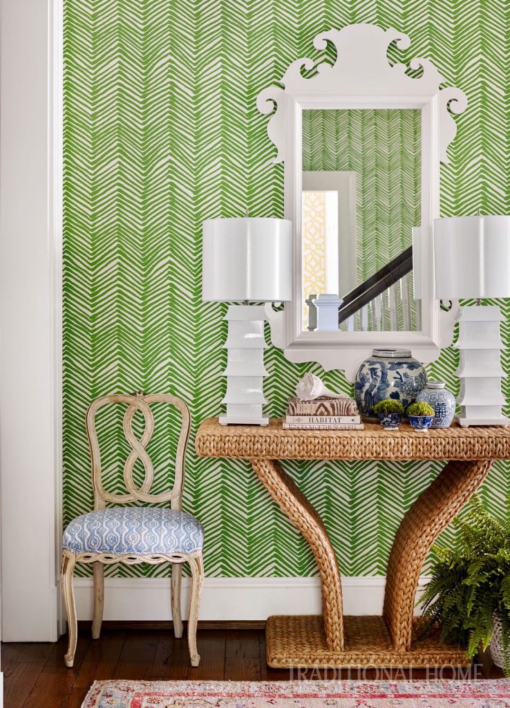Fabulous green wallpaper from Quadrille from Sarah Bartholomew Designs - Traditional Home
