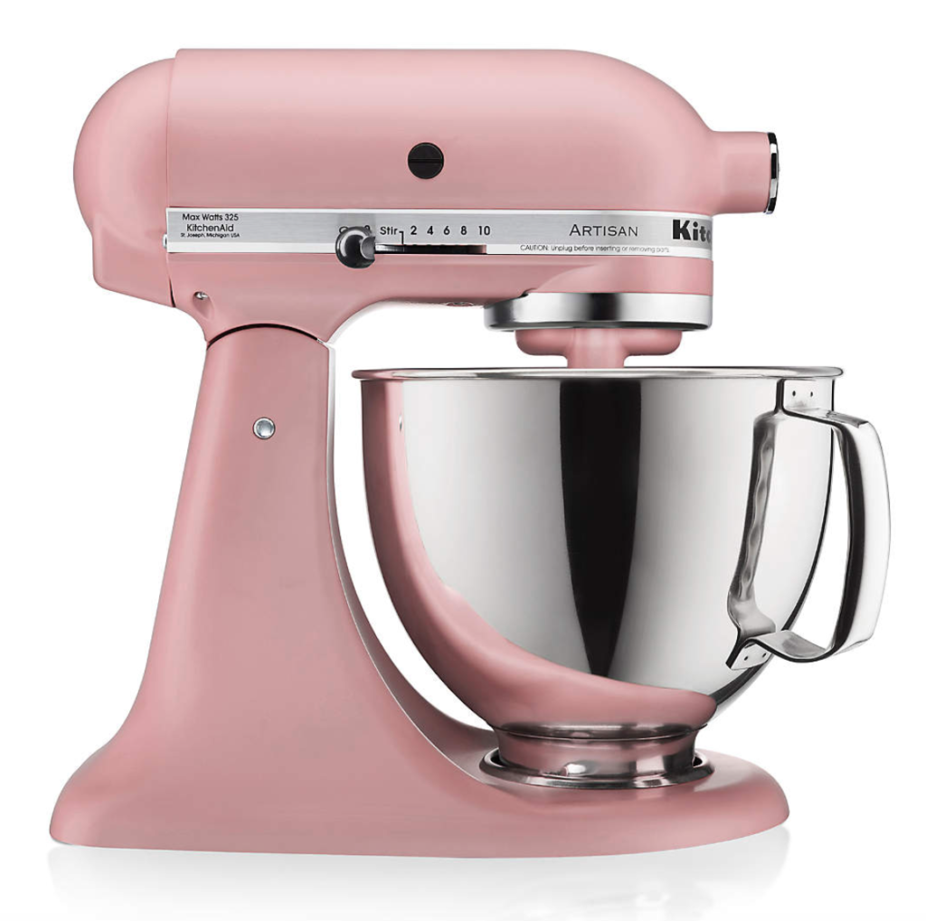A pink Kitchen Aide mixer in Dusty Rose