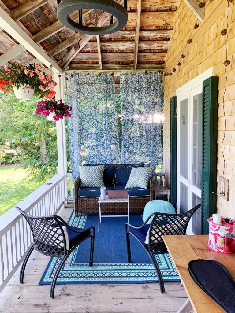 Furniture and flowers on a porch